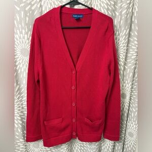 Karen Scott Bright Red V-Neck Button Cardigan
